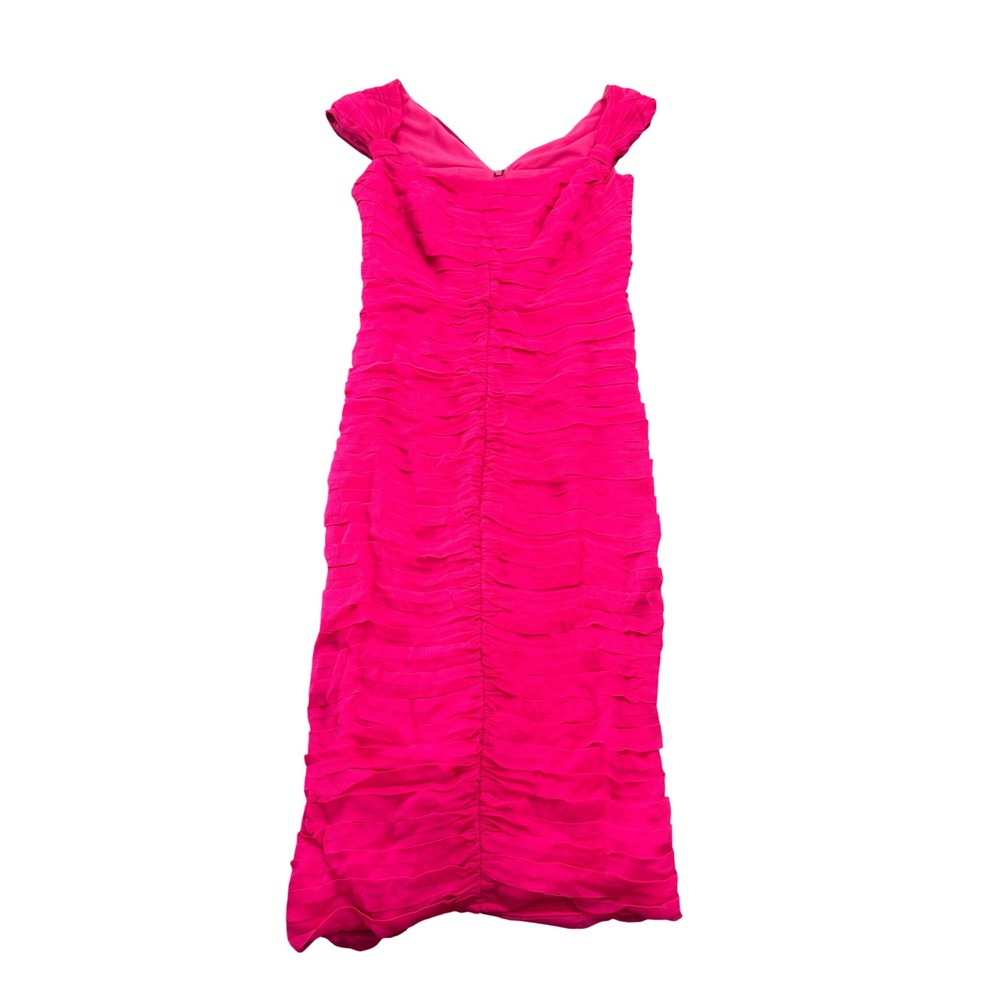 Tadashi Collection Pink Tiered Cocktail Dress Size 6 V-Neck Cap Sleeve Formal